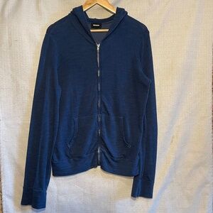 Monrow blue zip up sweater